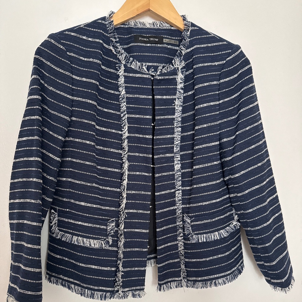 50% off Ivanka Trump blue tweed blazer